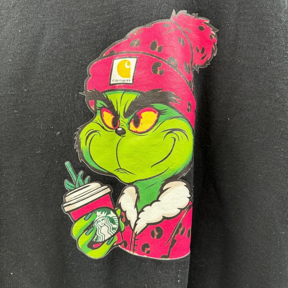Gildan Grinch Christmas Graphic Crewneck Sweatshirt Black Holiday Pullover - Picture 4 of 6